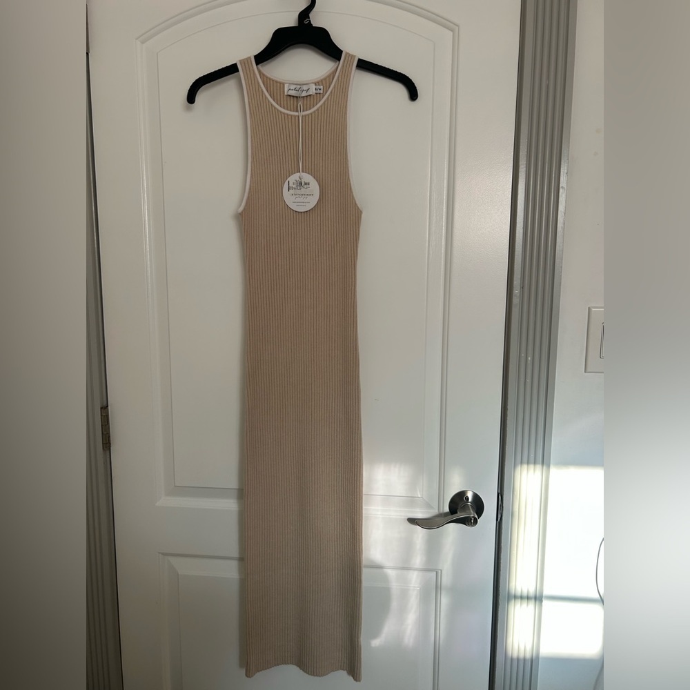 Petal & Pup x Georgie Stevenson Teoni Beige Midi Dress size small / medium NWT - Picture 4 of 12